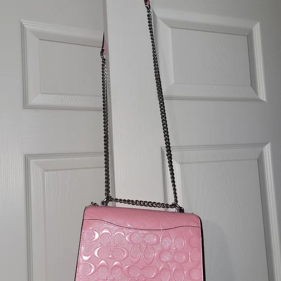 Coach Pink Embossed Chain Shoulder Bag - Picture 7 of 8